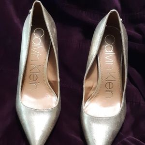 Calvin Klein White Gold Colored Heels